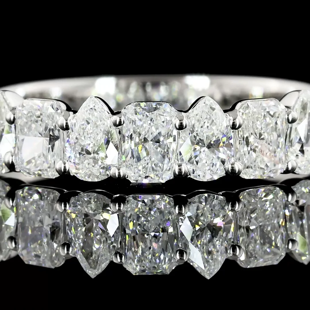0.97 Cts 14k White Gold Mix Shape Half Eternity Eternity Band - Image 2