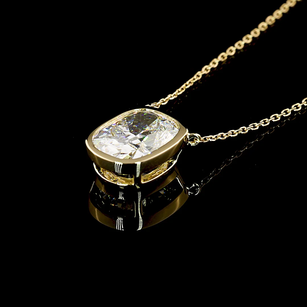 2.15 Cts 14k Yellow Gold Cushion Modified Shape Solitaire Pendant - Image 3