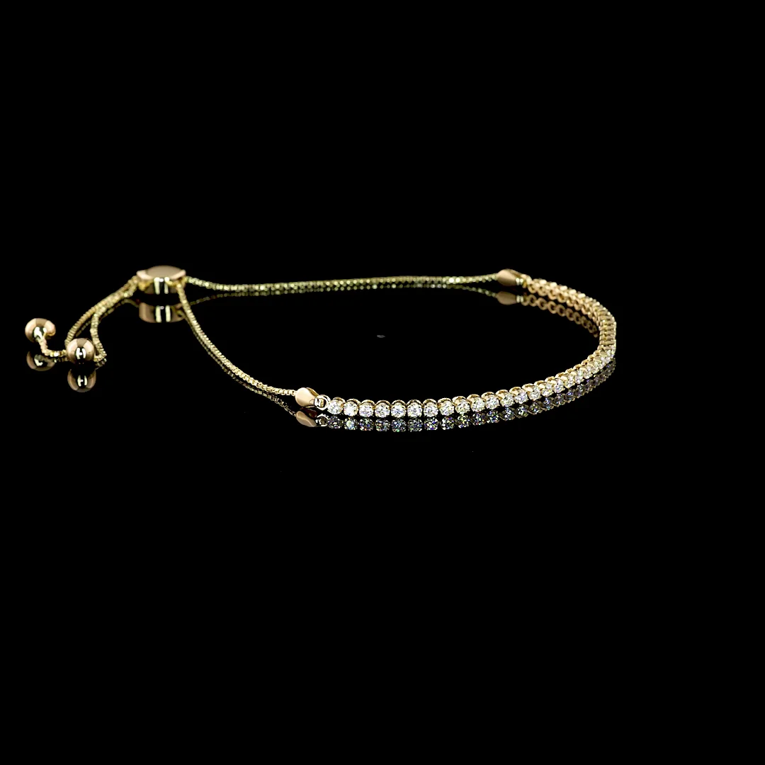0.98 Cts 14k Yellow Gold Round Shape Tennis Bracelet - Image 4