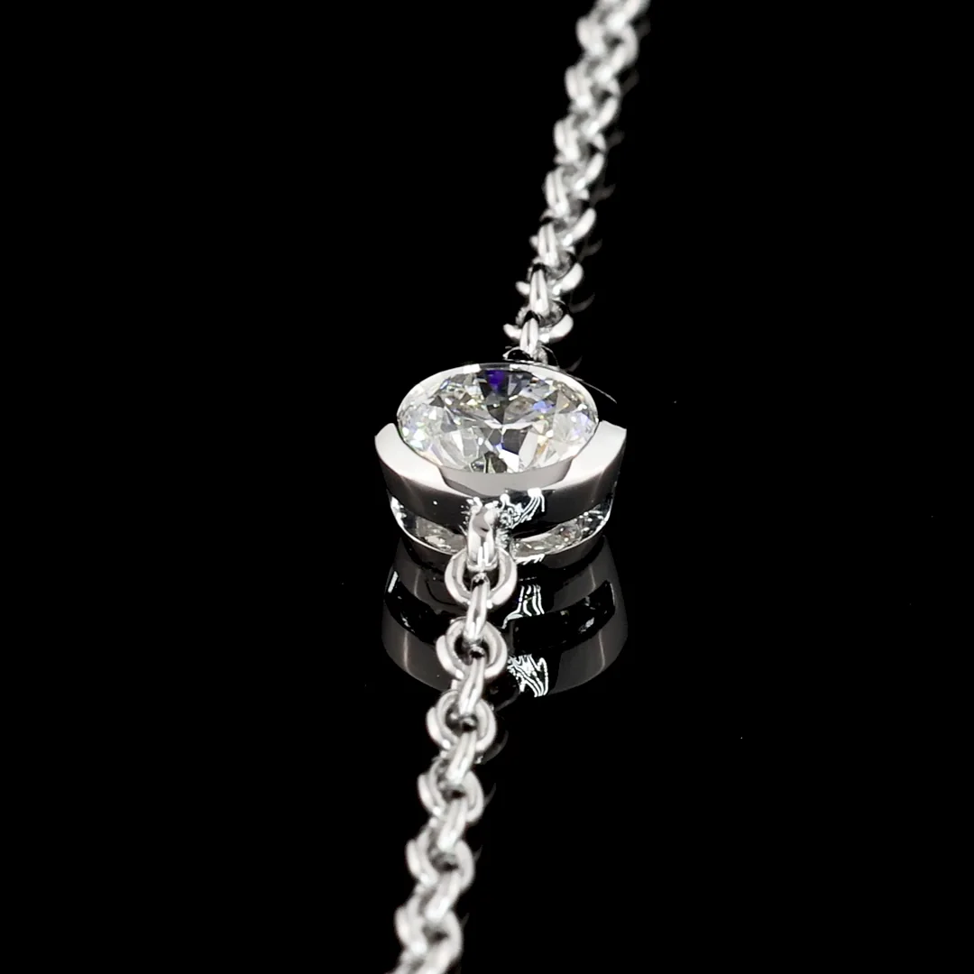 2.05 Cts 18k White Gold Round Shape Station Necklace - Image 3
