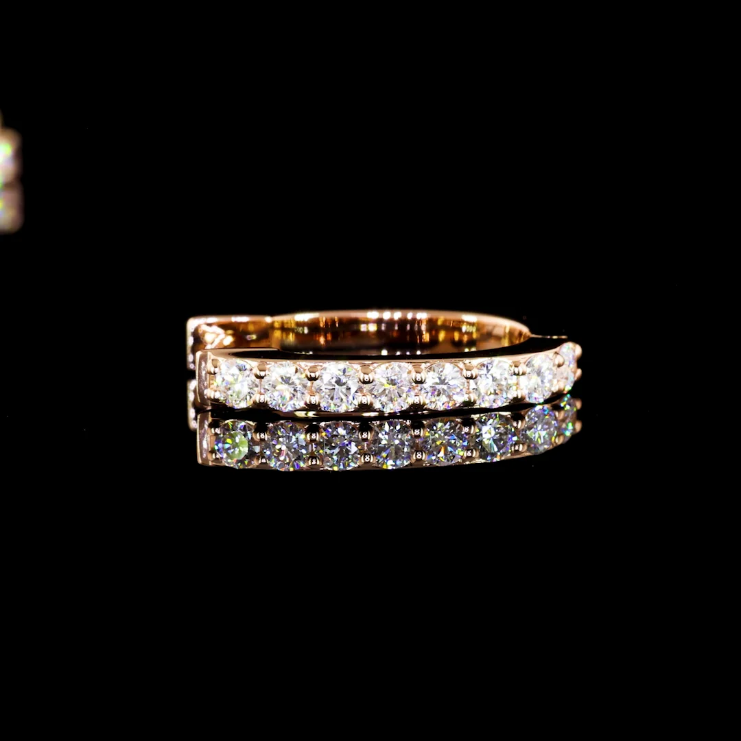 0.45 Cts 18k Rose Gold Round Shape Huggies Earring - Image 4