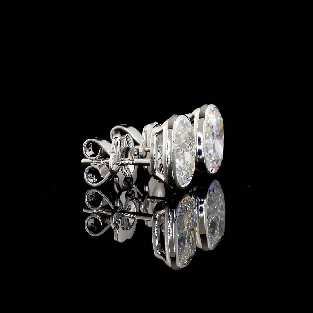 3.23 Cts 14k White Gold Cushion Brilliant Shape Studs Earring - Image 2