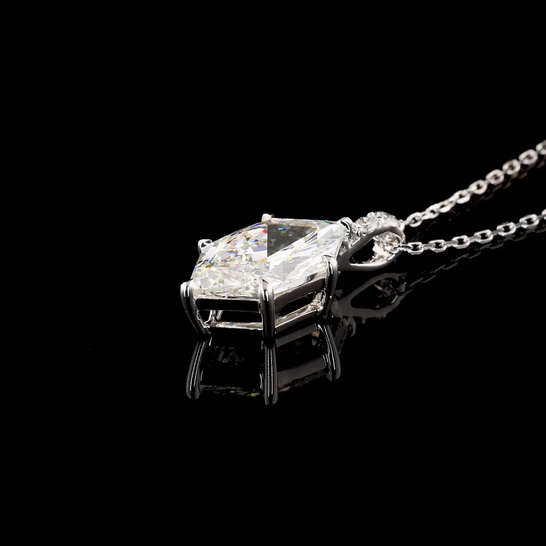 2.09 Cts 14k White Gold Antique Marquise Shape Pendant Pendant - Image 4