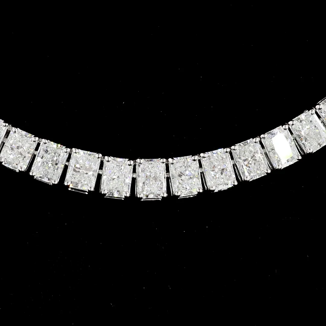 15.3 Cts 14k White Gold Radiant Shape Tennis Necklace - Image 2