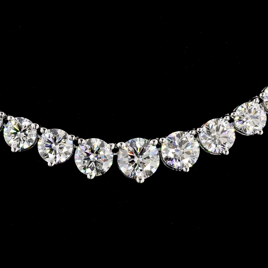 11.99 Cts 14k White Gold Round Shape Riviera Necklace - Image 2