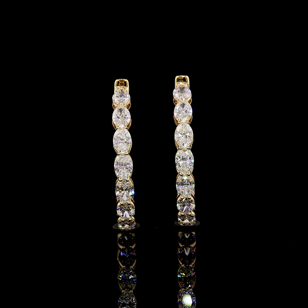 6.17 Cts 14k Yellow Gold Oval Shape Hoops Earring - Image 2