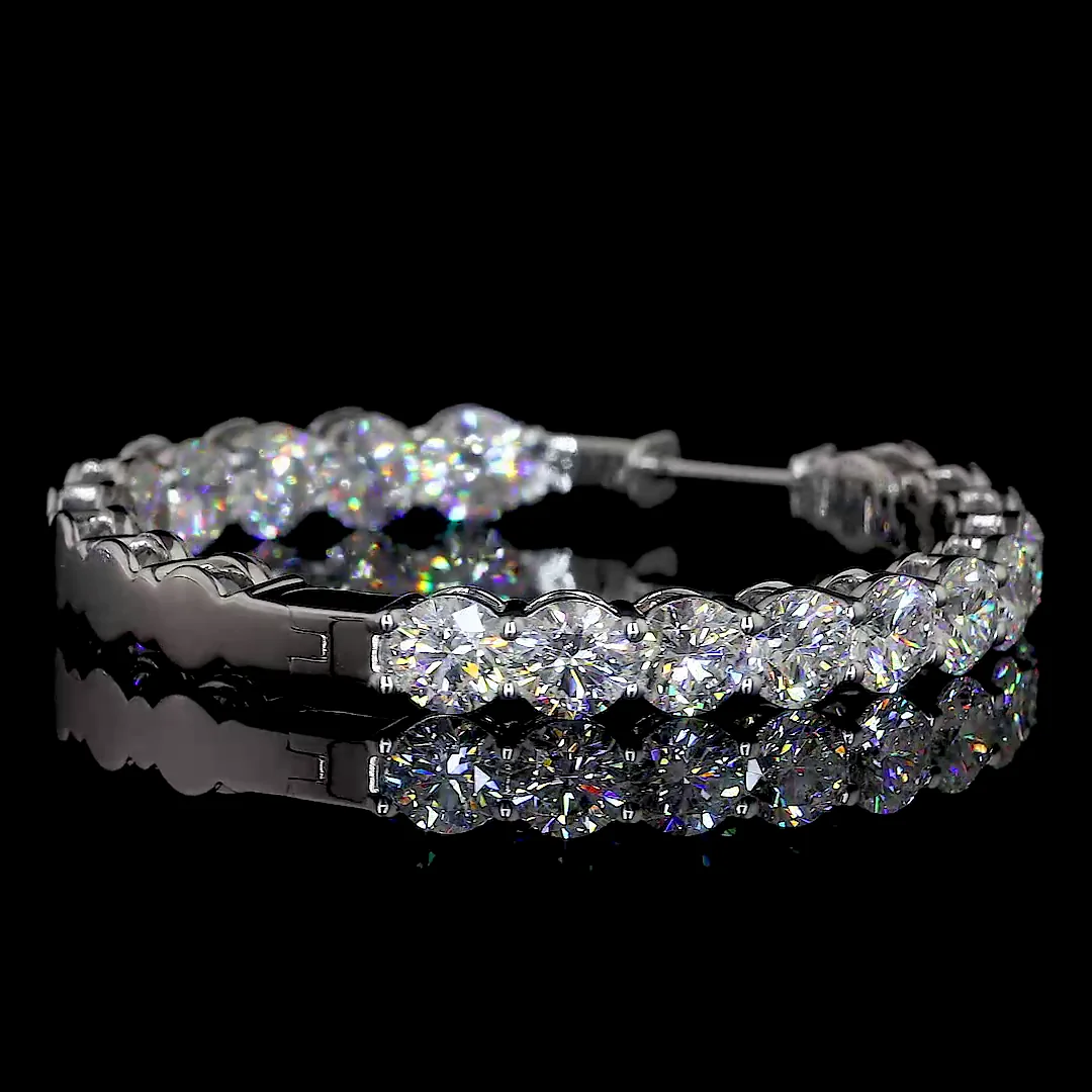 12.83 Cts 14k White Gold Round Shape Hoops Earring - Image 3