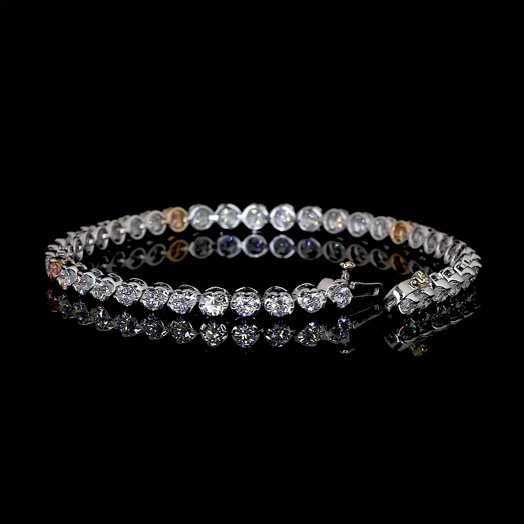 4.46 Cts 14k Two Tone Round Shape Tennis Bracelet - Image 2
