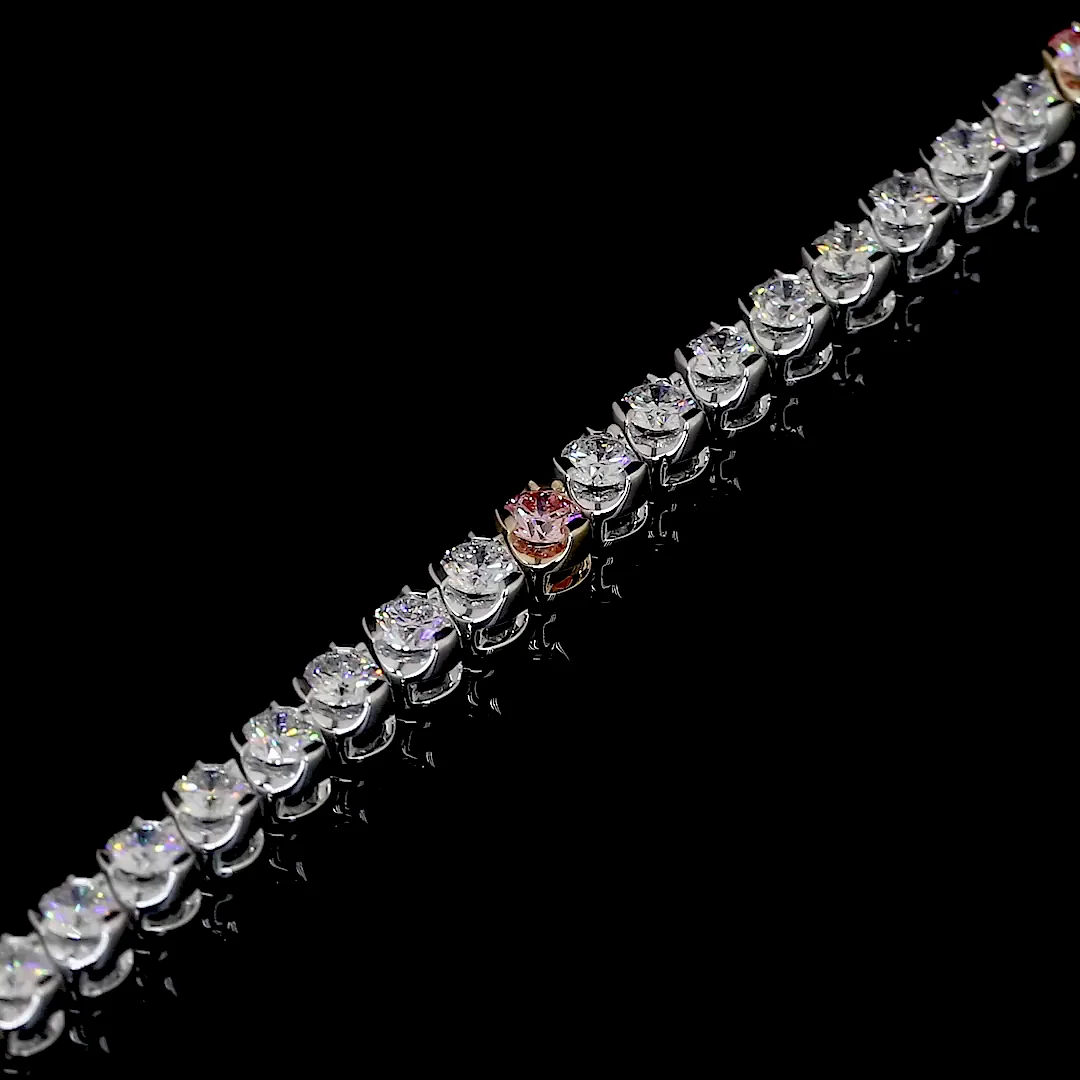 4.46 Cts 14k Two Tone Round Shape Tennis Bracelet - Image 4
