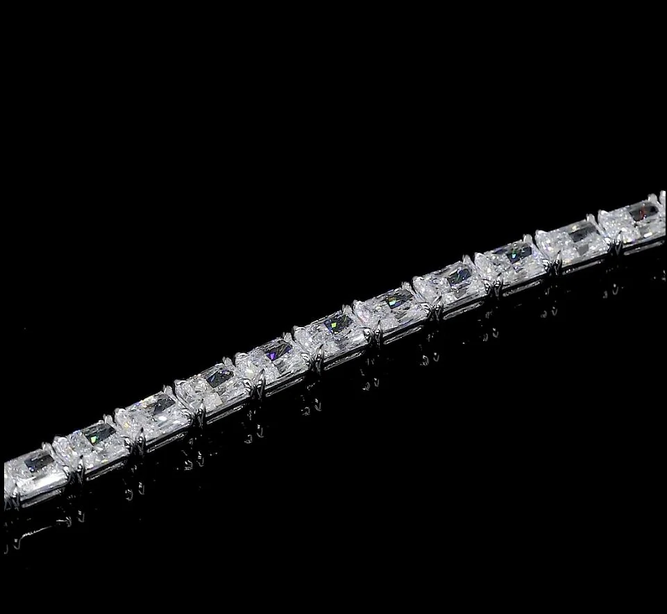 10.79 Cts 14k White Gold Radiant Shape Tennis Bracelet - Image 3