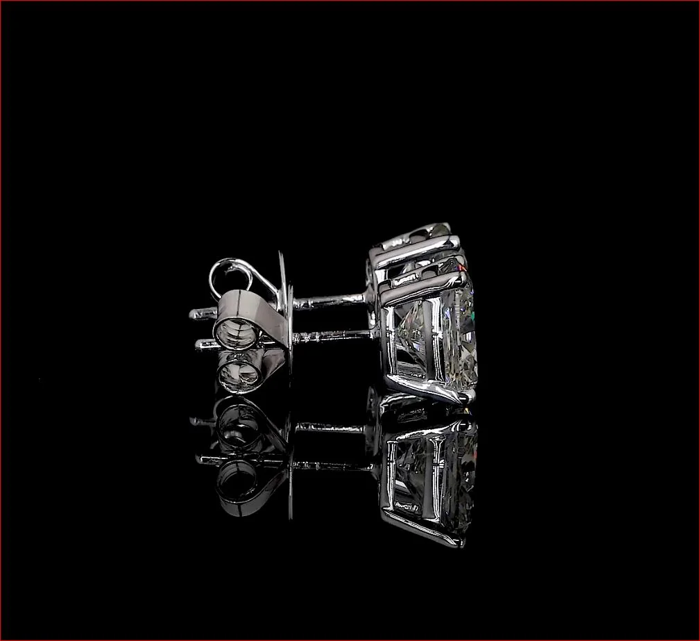 6.01 Cts 14k White Gold Cushion Modified Shape Studs Earring - Image 2