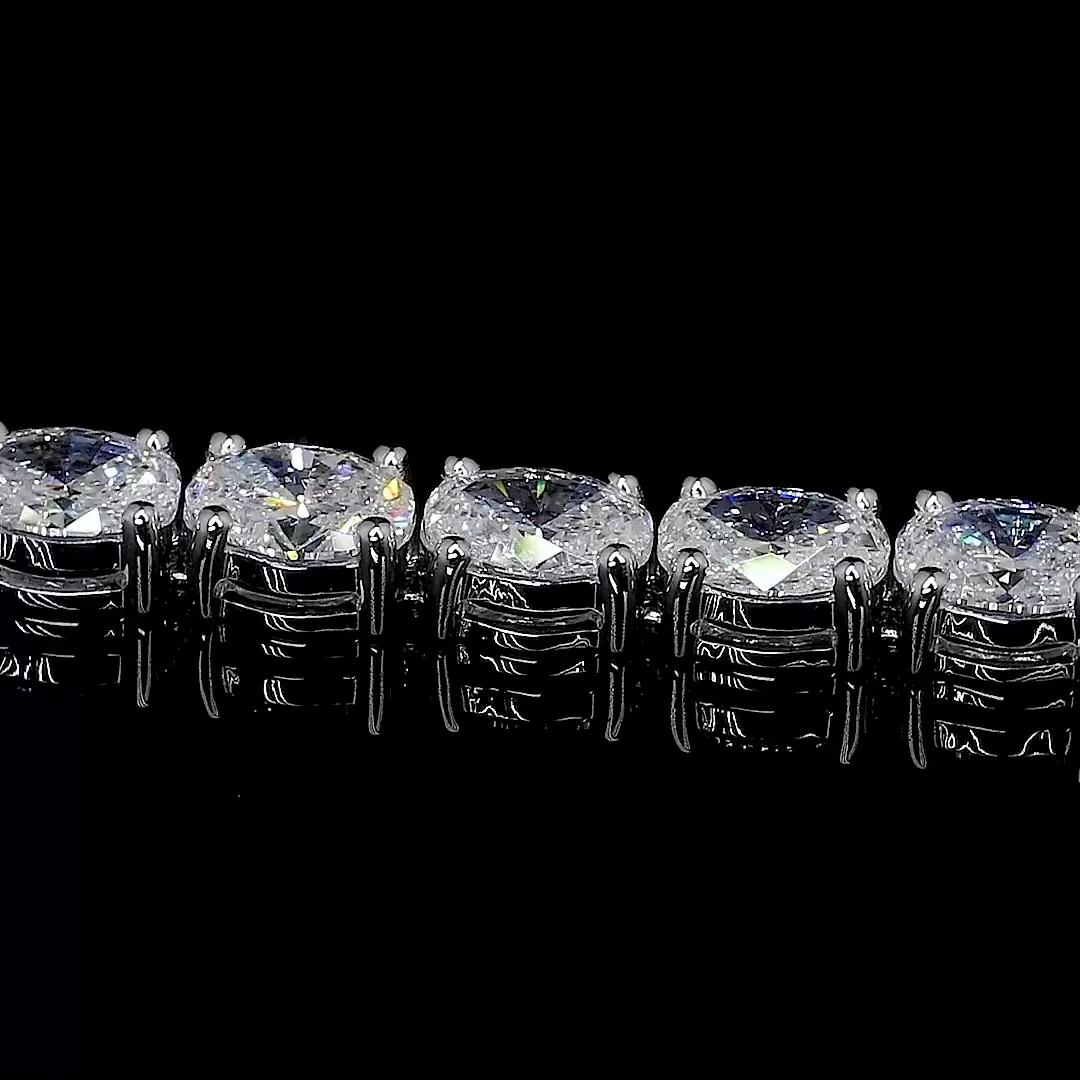 8.02 Cts 14k White Gold Oval Shape Tennis Bracelet - Image 4
