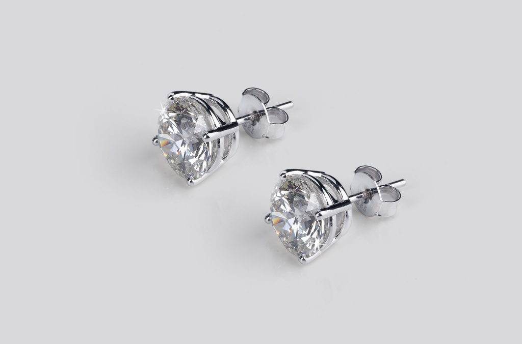 3.02 Cts 14k White Gold Old European Brilliant Shape Studs Earring - Image 3