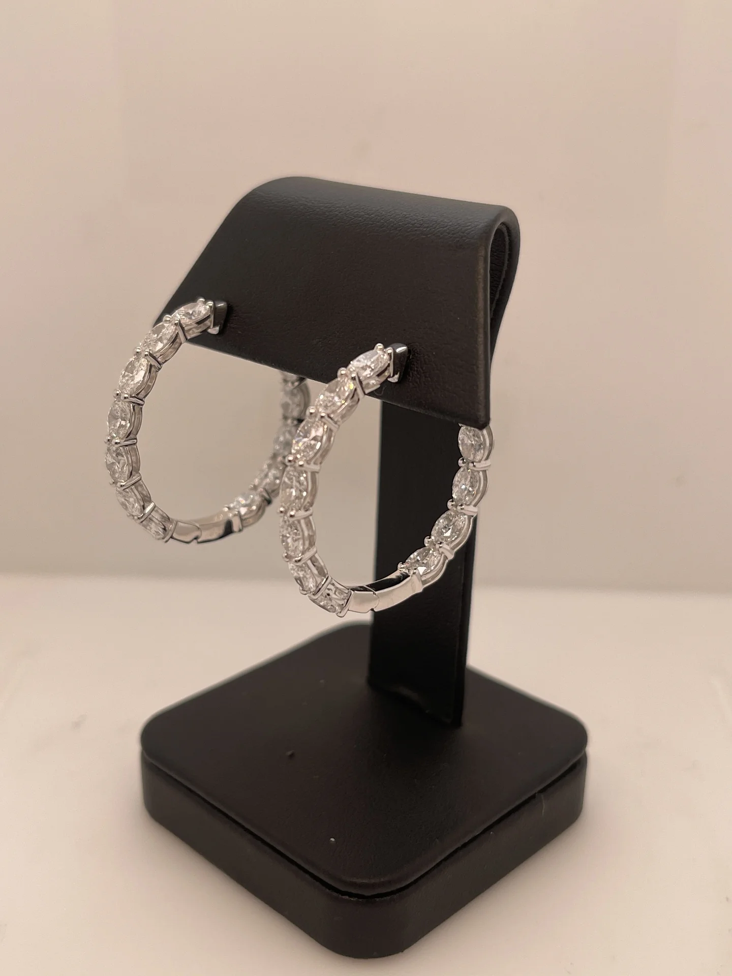 3.53 Cts 14k White Gold Oval Shape Hoops Earring - Image 2