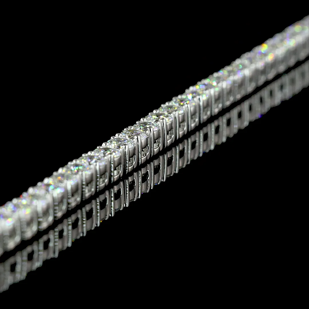 6.03 Cts 14k White Gold Round Shape Tennis Necklace - Image 2