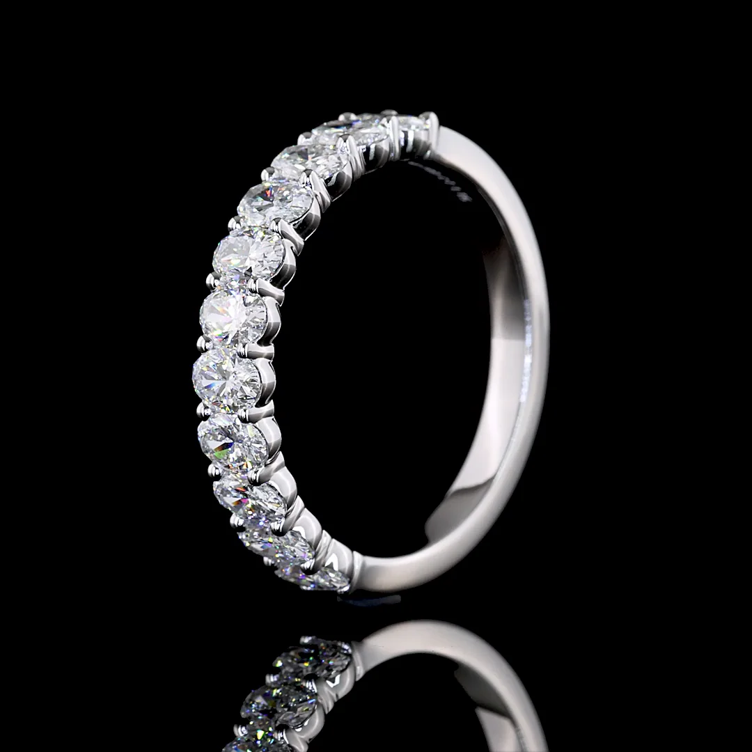 1.15 Cts 14k White Gold Oval Shape Half Eternity Eternity Band - Image 4