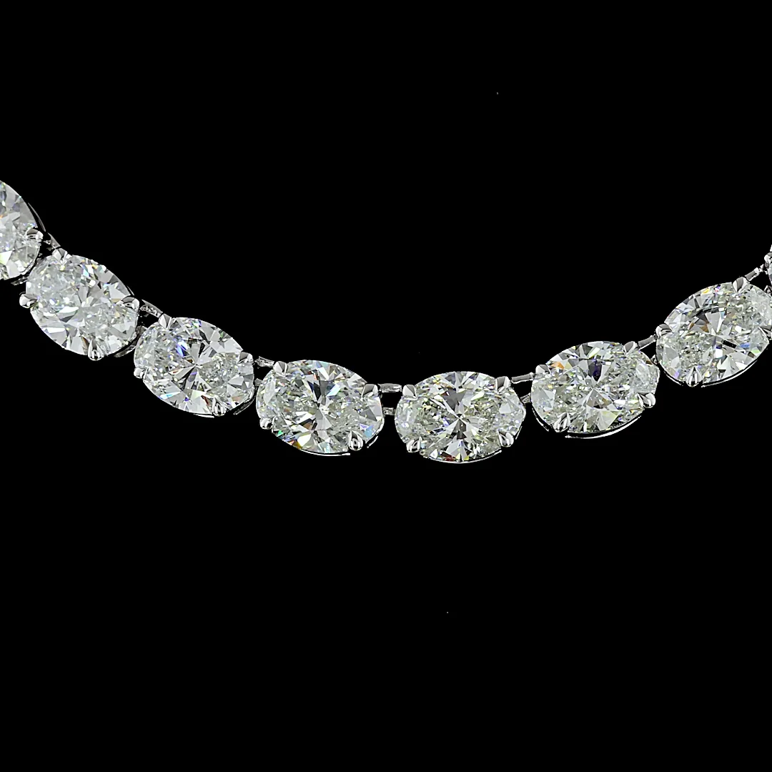40.4 Cts 14k White Gold Oval Shape Tennis Necklace - Image 3