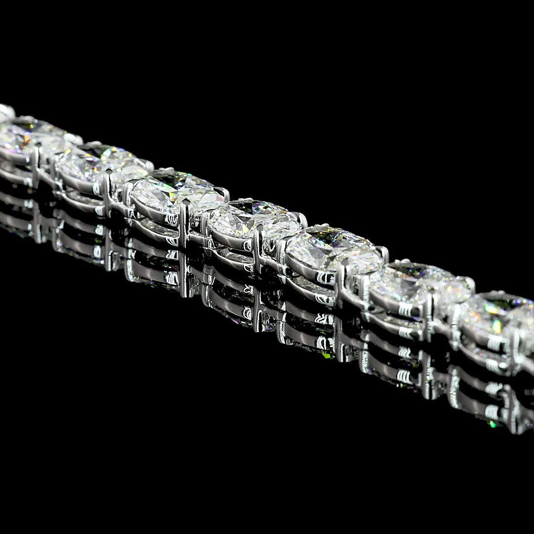 40.4 Cts 14k White Gold Oval Shape Tennis Necklace - Image 4