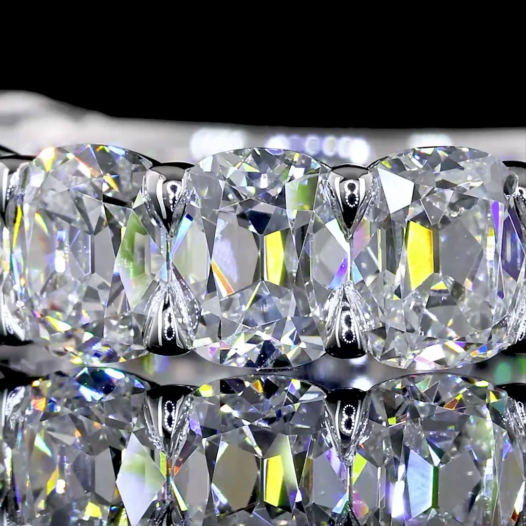 4.58 Cts 14k White Gold Antique Cushion Shape 3/4 Band Eternity Band - Image 3