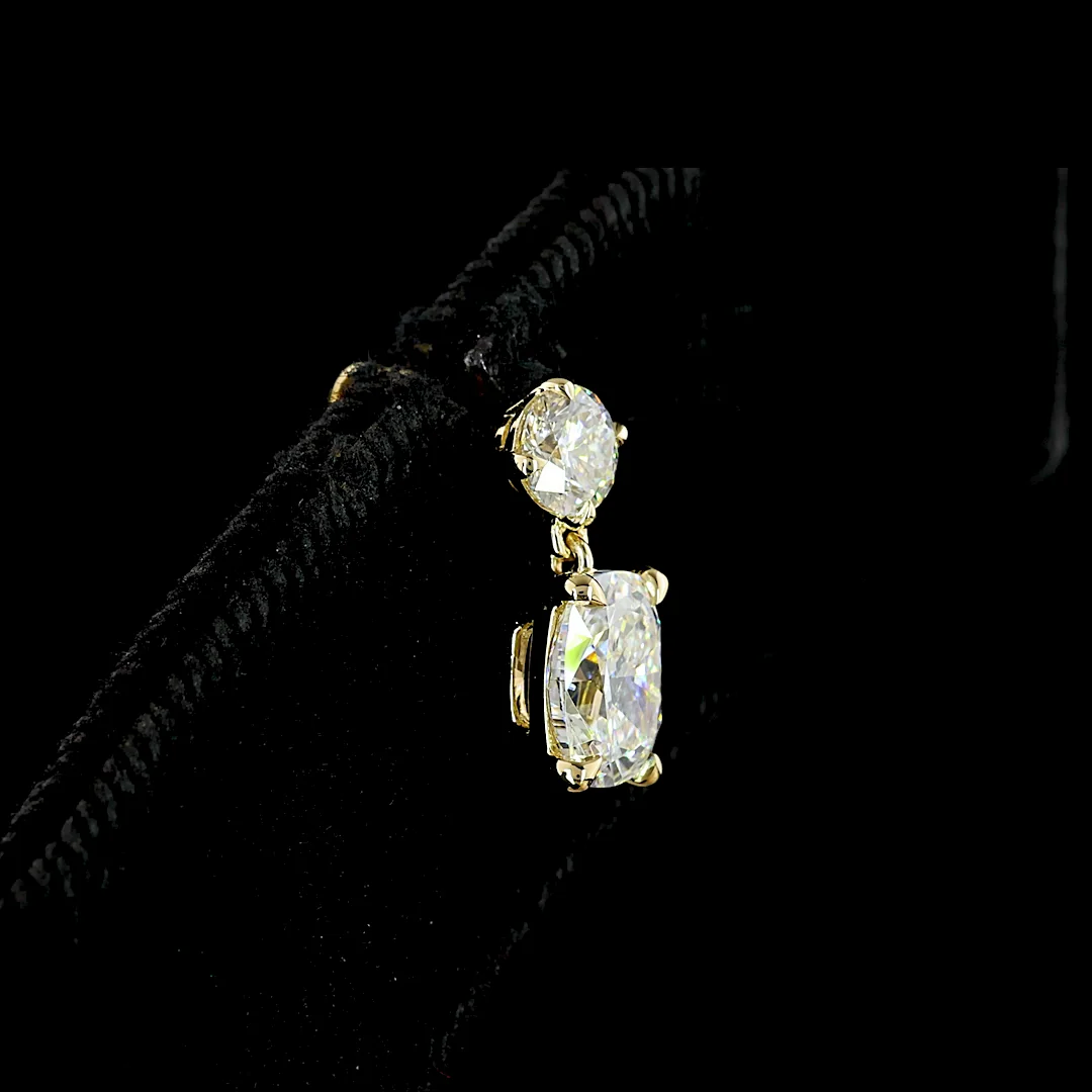 2.22 Cts 14k Yellow Gold Mix Shape Hanging Earring - Image 4