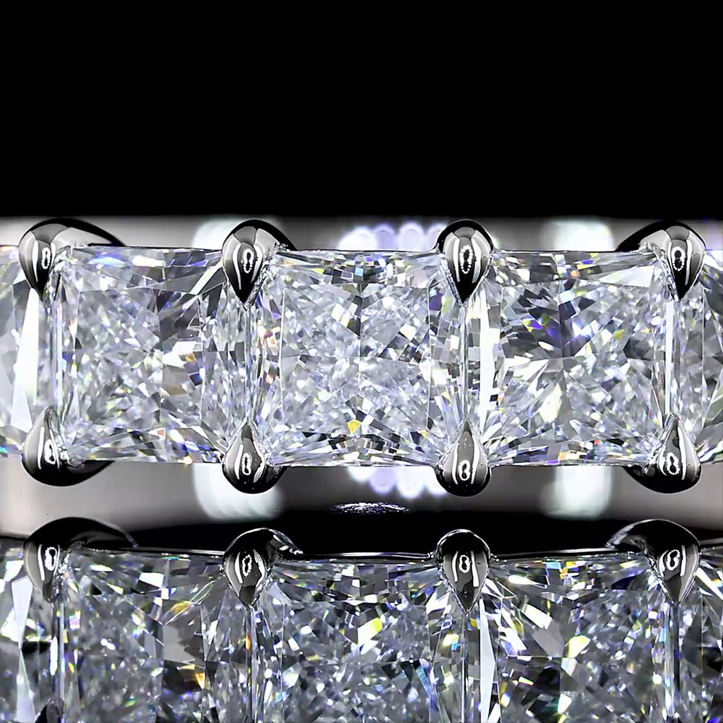 2.1 Cts Platinum Princess Shape 7 Stones Eternity Band - Image 3