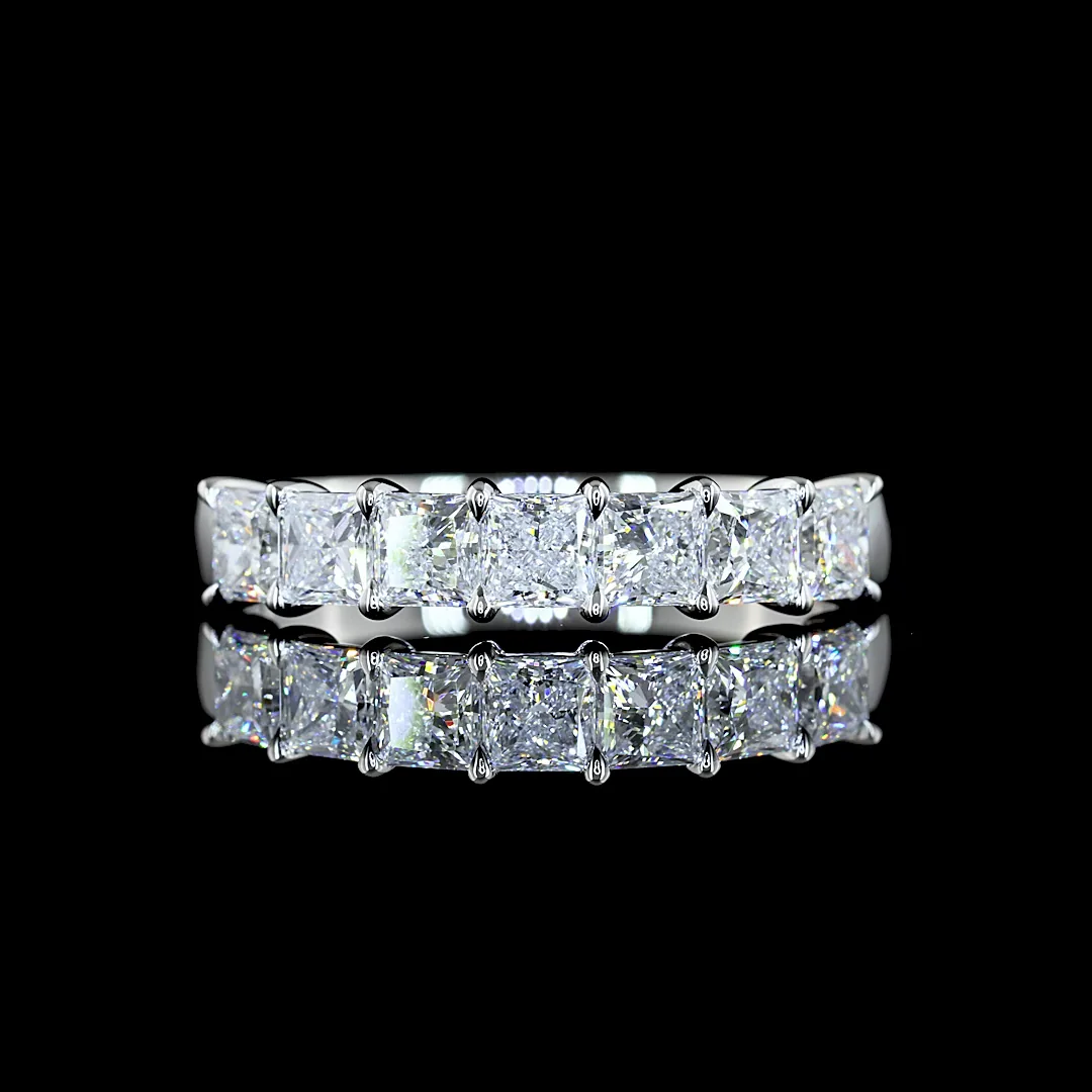 2.1 Cts Platinum Princess Shape 7 Stones Eternity Band - Video