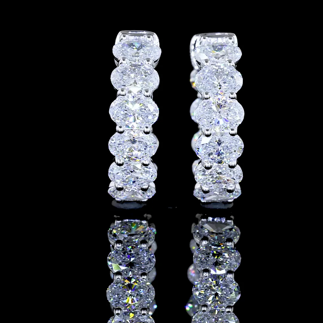 2.01 Cts 14k White Gold Oval Shape Hanging Earring - Image 3