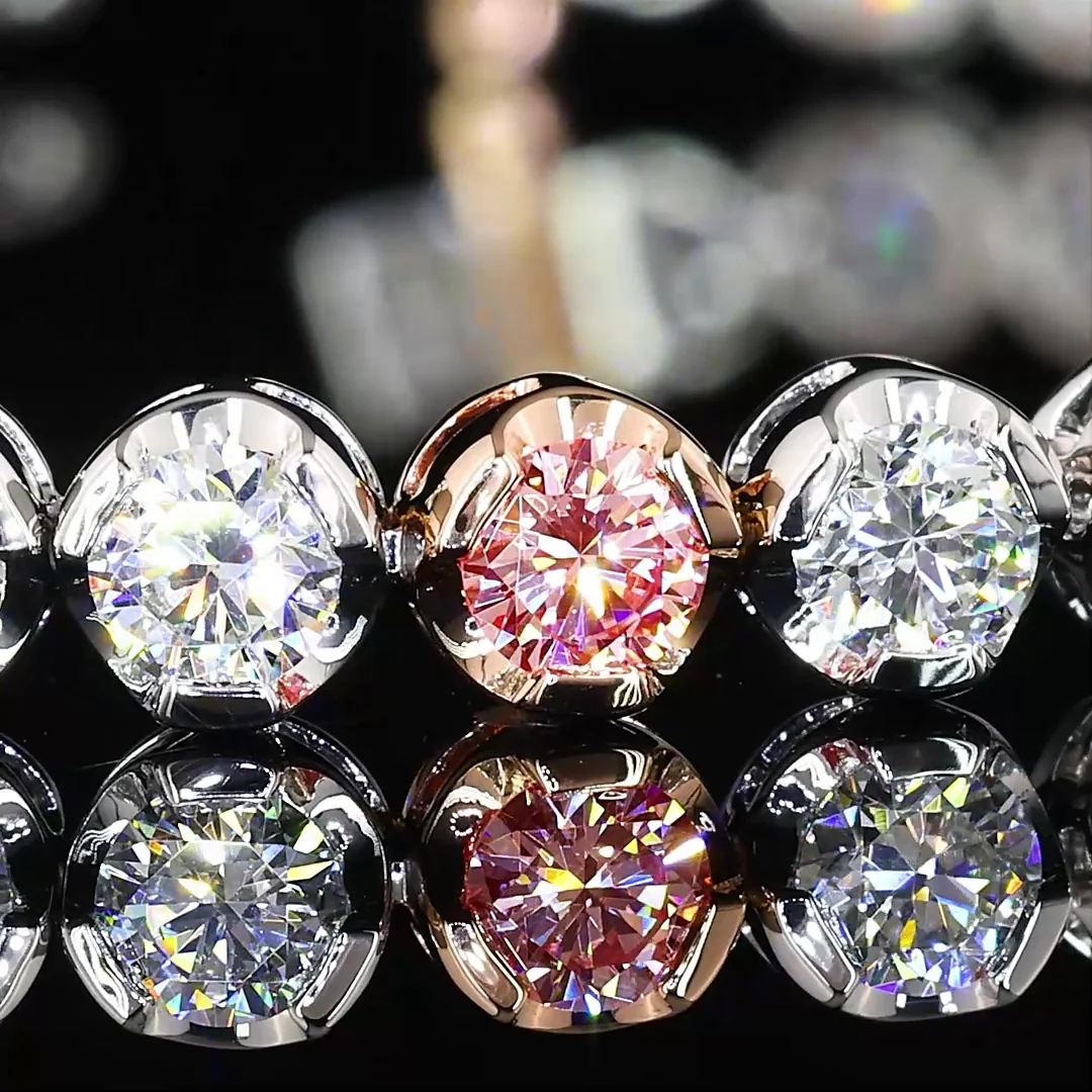 4.76 Cts 14k Two Tone Round Shape Tennis Bracelet - Image 2