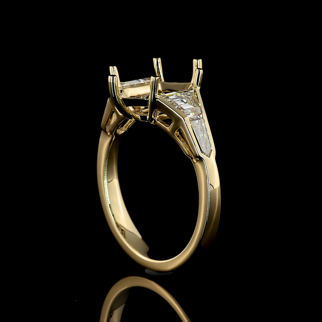 4.07 Cts 14k Yellow Gold Step Marquise Shape 5 Stones Ring - Image 4