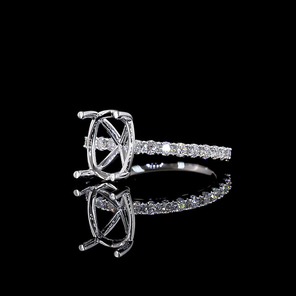 0.42 Cts 14k White Gold Shape Hidden Halo Ring - Image 2