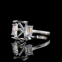 4.23 Cts Platinum Emerald Shape 3 Stones Ring - Image 2