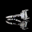 4.23 Cts Platinum Emerald Shape 3 Stones Ring - Image 3