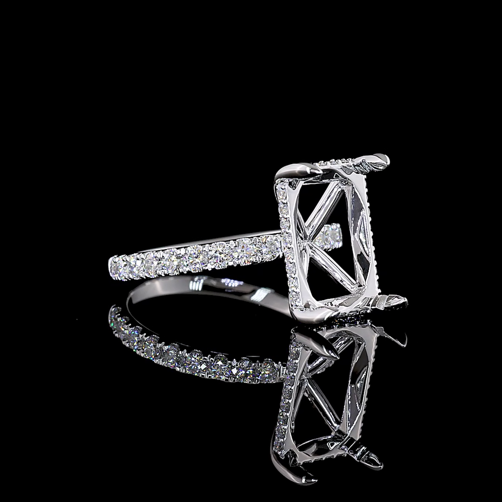 0.83 Cts 14k White Gold Shape Hidden Halo Ring - Image 3