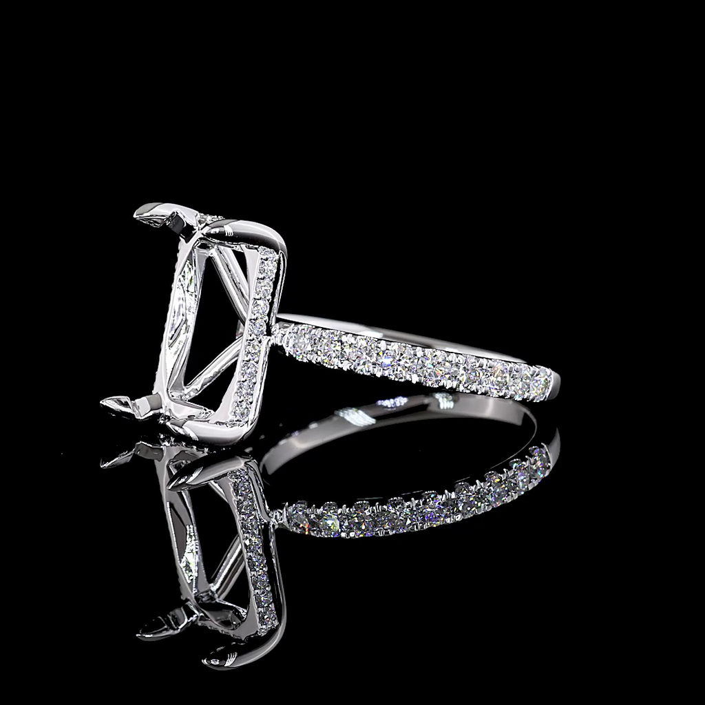 0.83 Cts 14k White Gold Shape Hidden Halo Ring - Image 4