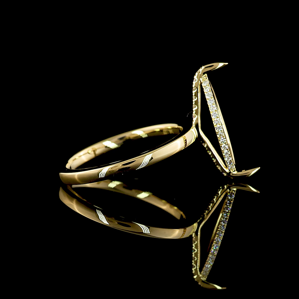 3.09 Cts 14k Yellow Gold Marquise Shape Hidden Halo Ring - Image 2