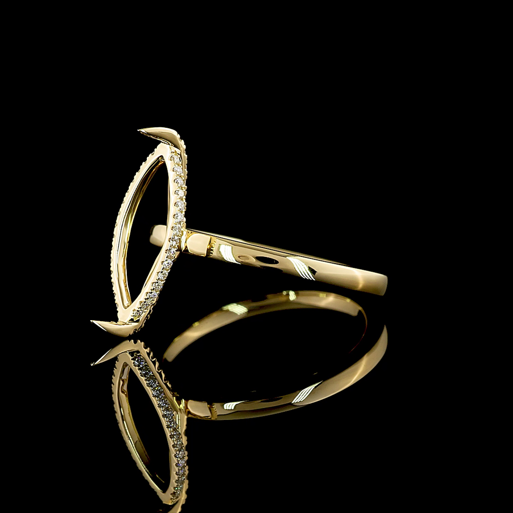 3.09 Cts 14k Yellow Gold Marquise Shape Hidden Halo Ring - Image 3