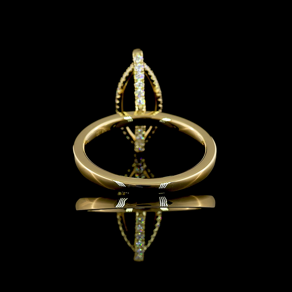 3.09 Cts 14k Yellow Gold Marquise Shape Hidden Halo Ring - Image 4