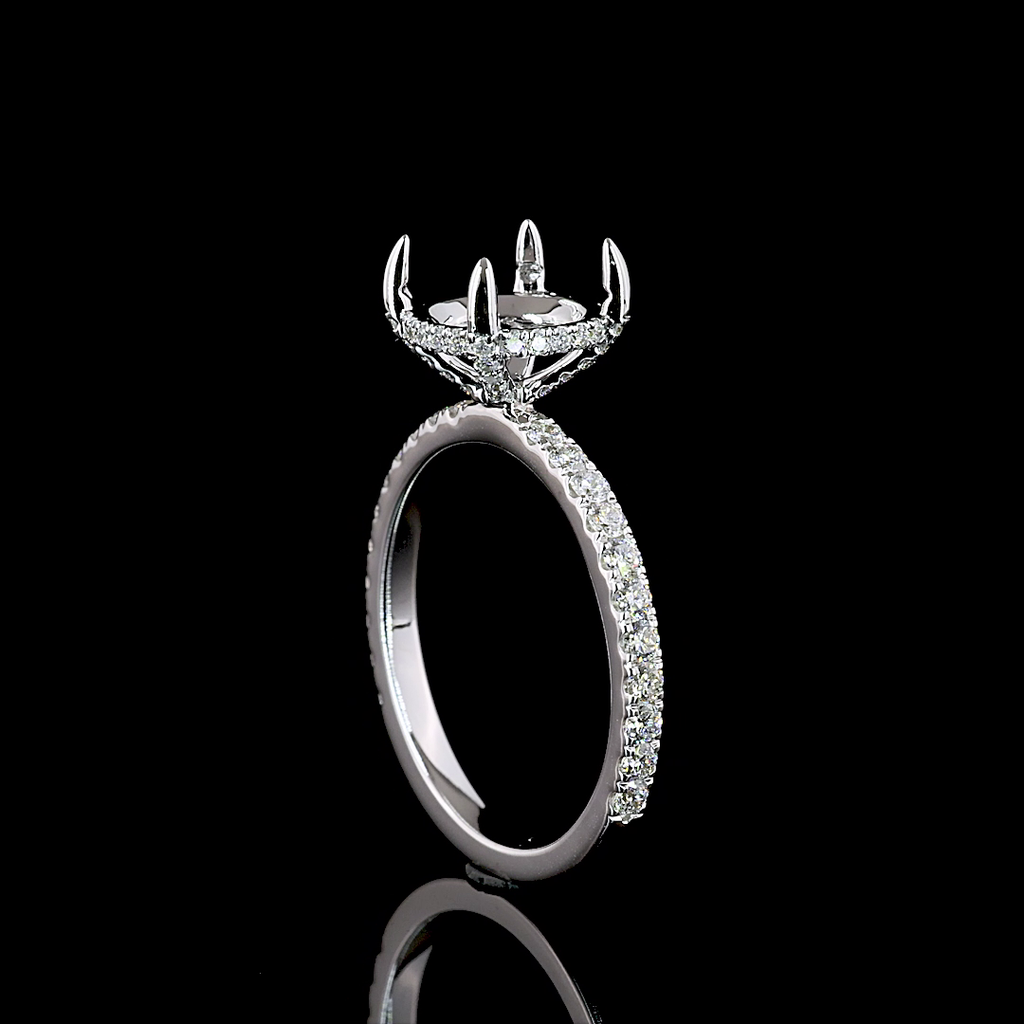 3.09 Cts 14k White Gold Round Shape Solitaire Diamond Shank Ring - Image 2