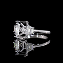 3.22 Cts 14k White Gold Emerald Shape 3 Stones Ring - Image 3