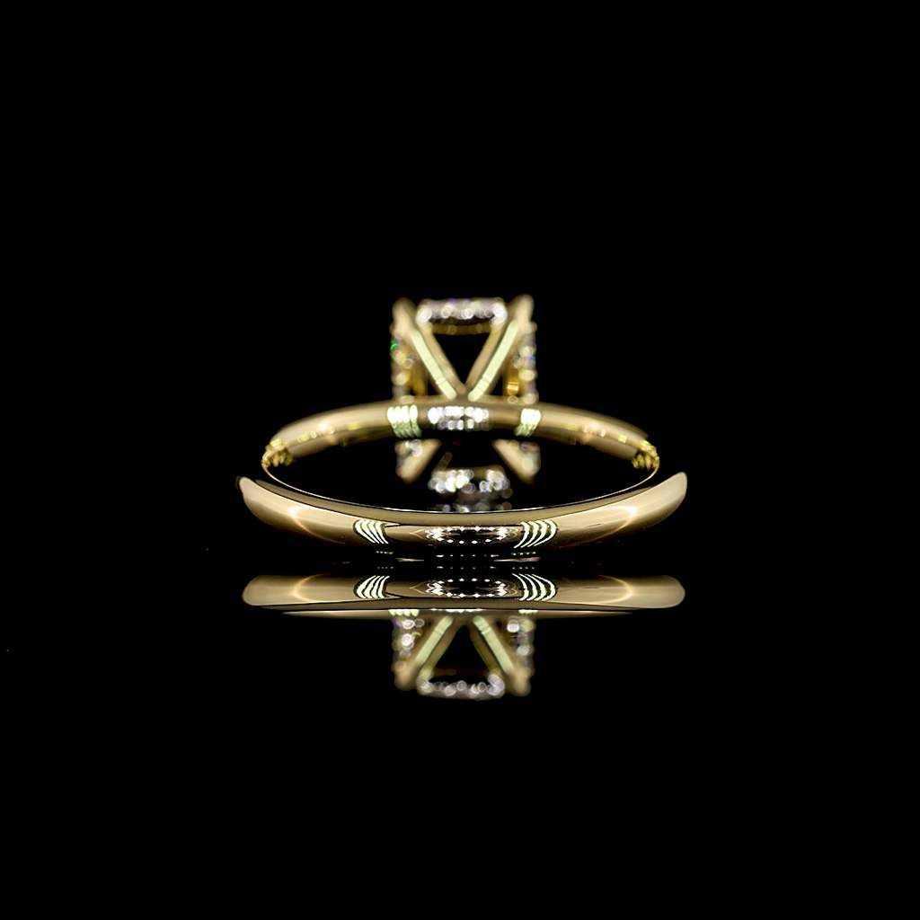 2.35 Cts 14k Yellow Gold Radiant Shape Hidden Halo Ring - Image 4
