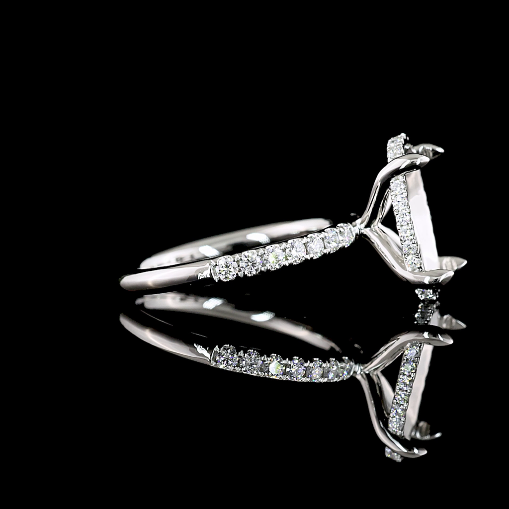 3.85 Cts Platinum Oval Shape Hidden Halo Ring - Image 2