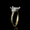 3.99 Cts 14k Two Tone Emerald Shape 3 Stones Ring - Image 2