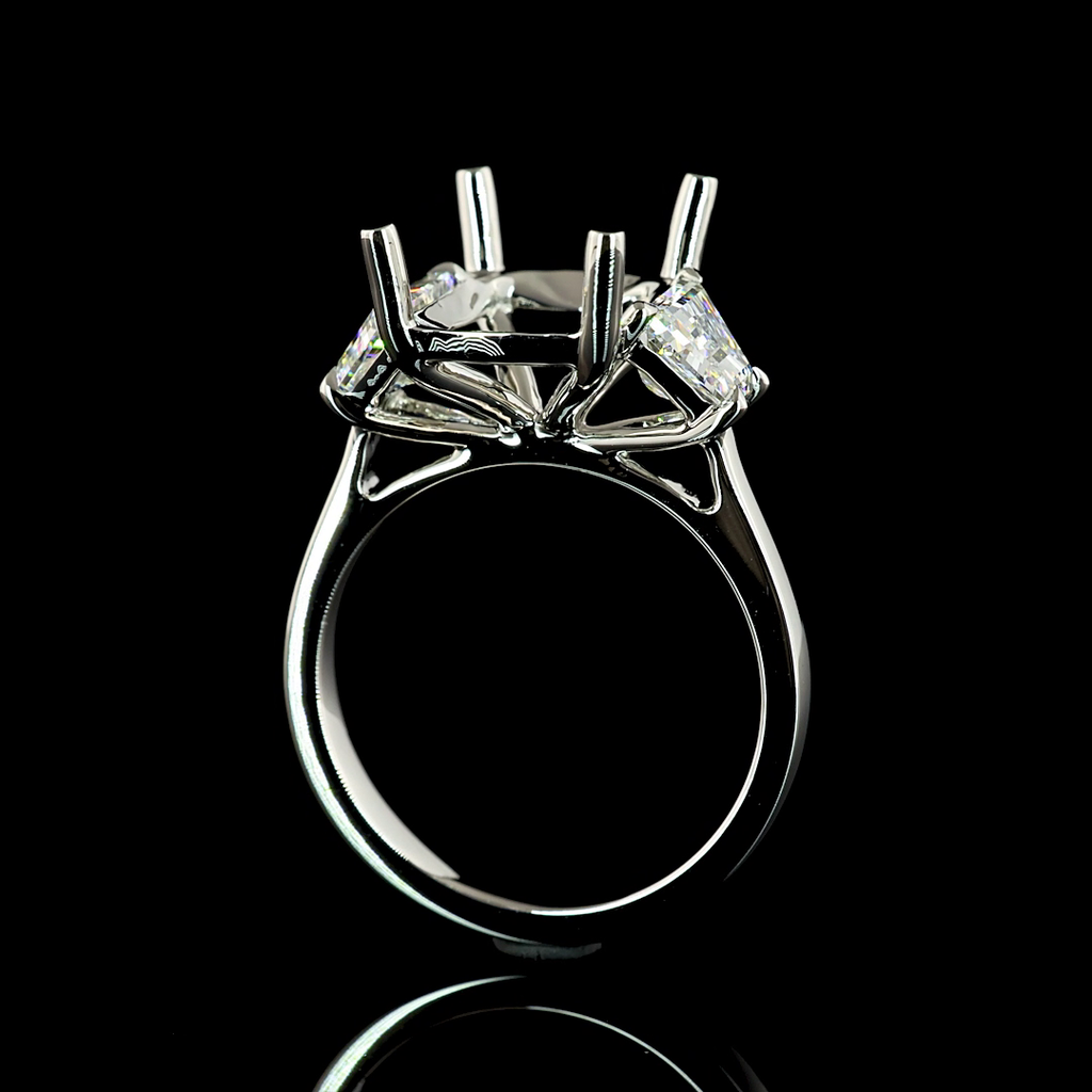 7.25 Cts Platinum Emerald Shape 3 Stones Ring - Image 4