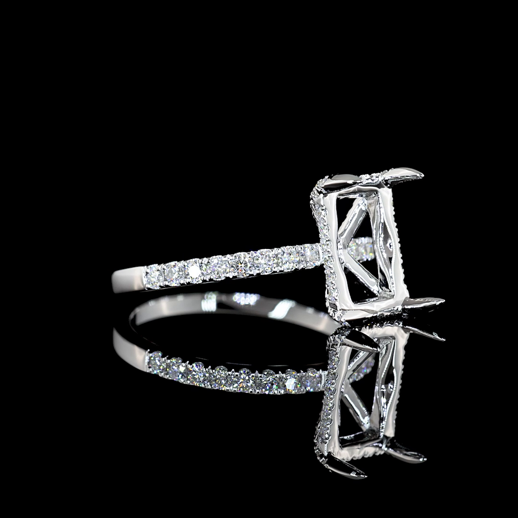 3.6 Cts 14k White Gold Radiant Shape Hidden Halo Ring - Image 3