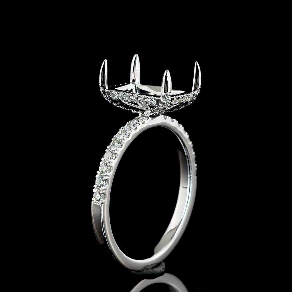 3.6 Cts 14k White Gold Radiant Shape Hidden Halo Ring - Image 4