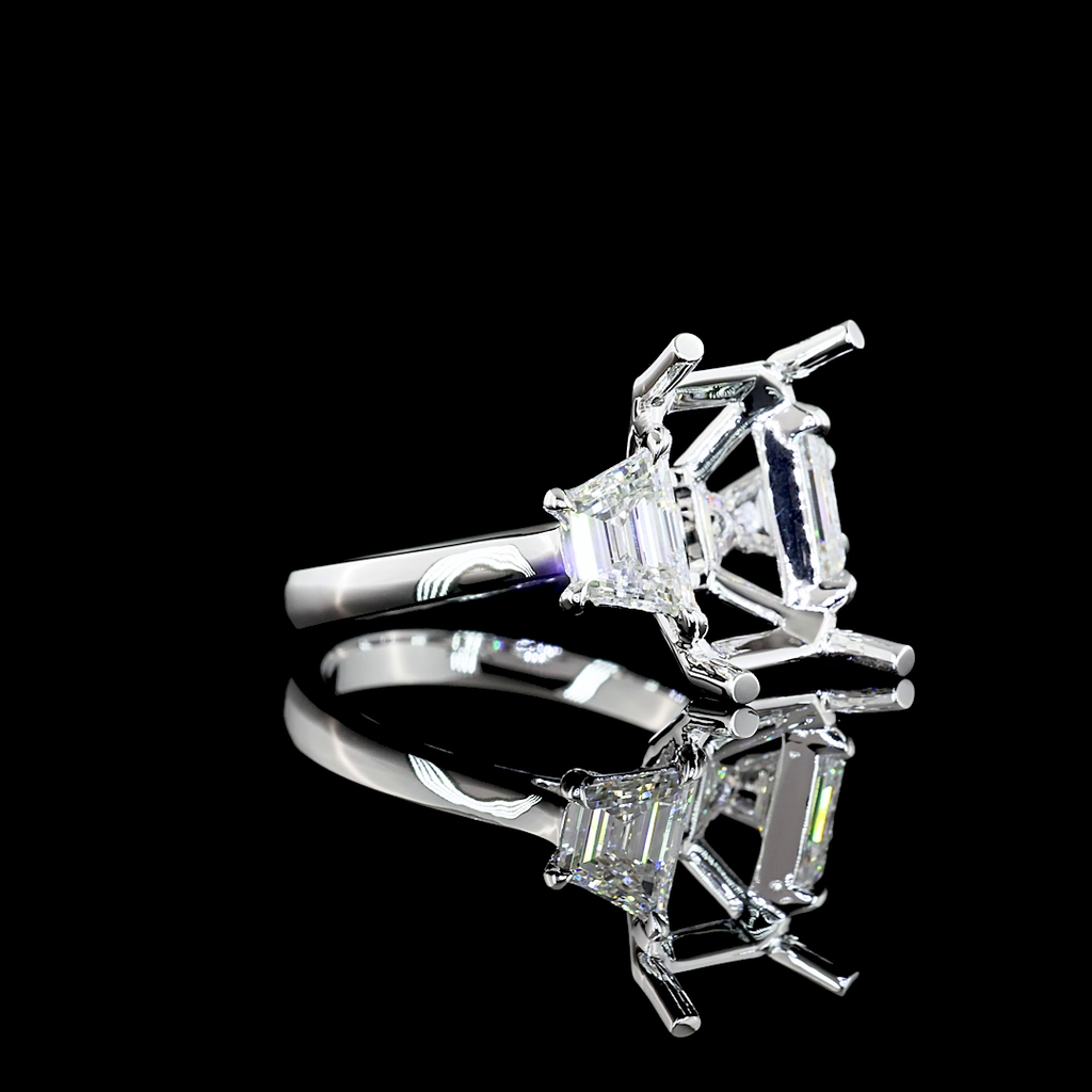 6.42 Cts 14k White Gold Emerald Shape 3 Stones Ring - Image 3