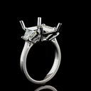 6.42 Cts 14k White Gold Emerald Shape 3 Stones Ring - Image 4
