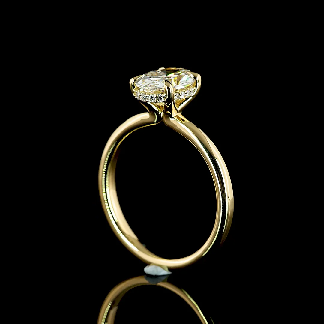1.65 Cts 14k Yellow Gold Oval Shape Hidden Halo Ring - Image 2