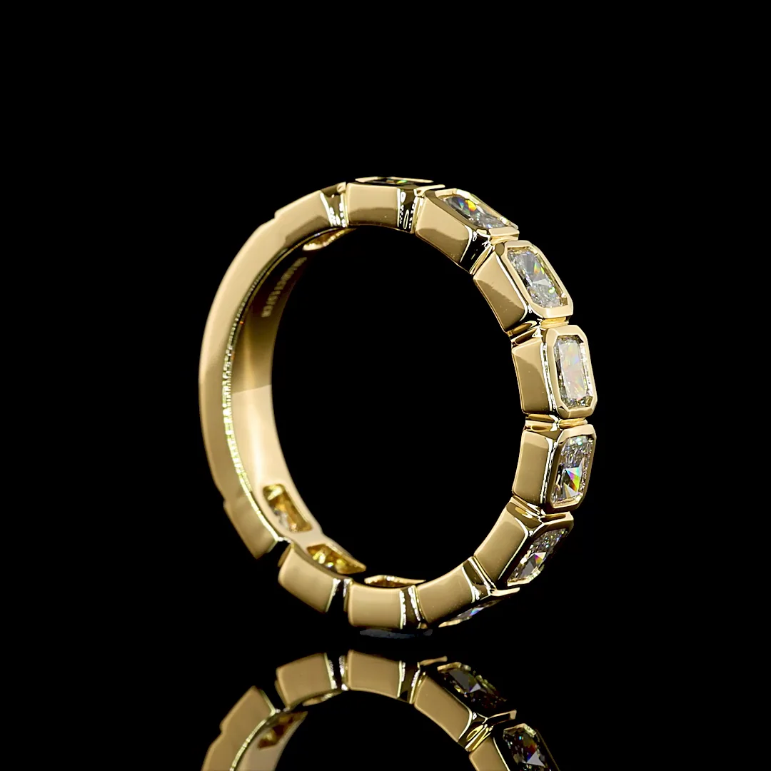 1.57 Cts 18k Yellow Gold Radiant Shape 3/4 Band Eternity Band - Image 2