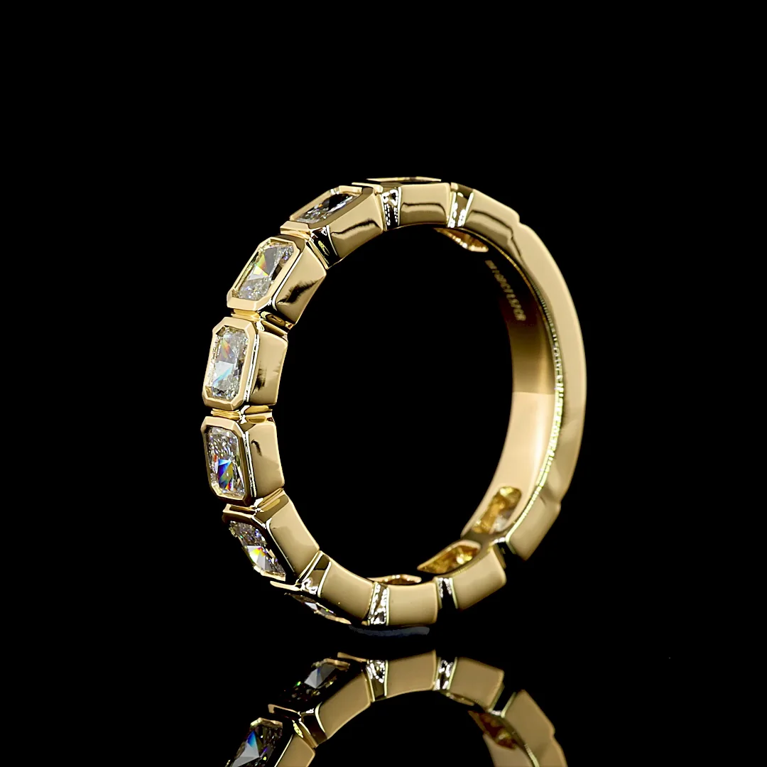 1.57 Cts 18k Yellow Gold Radiant Shape 3/4 Band Eternity Band - Image 4